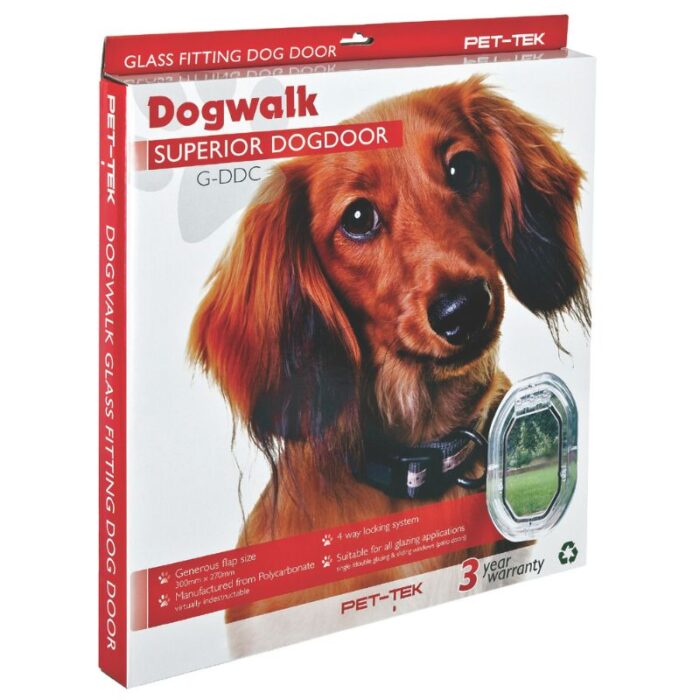 Dogwalk Glass Fitting White Dog Door
